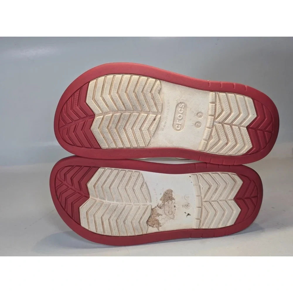 Crocs Crocband Men's Shoes Size 7 Women's 9 White‎ Red Slip On Clog 206122